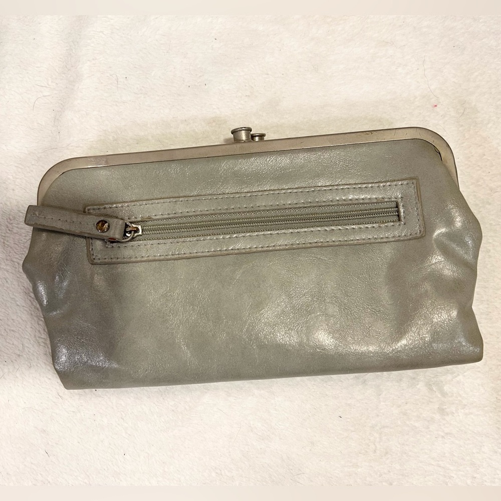 Elegant Gray Leather Clutch